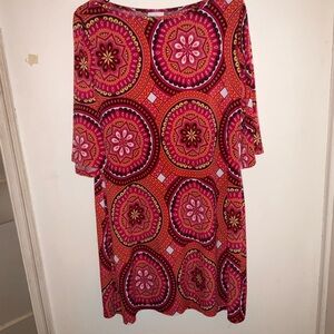 Jaclyn Smith Pink Orange Paisley Print Dress